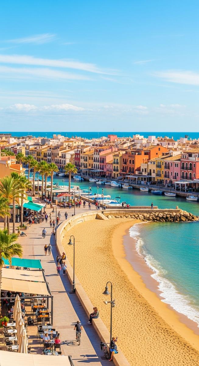 a photo illustrating port saplaya in Valencia at the beaches