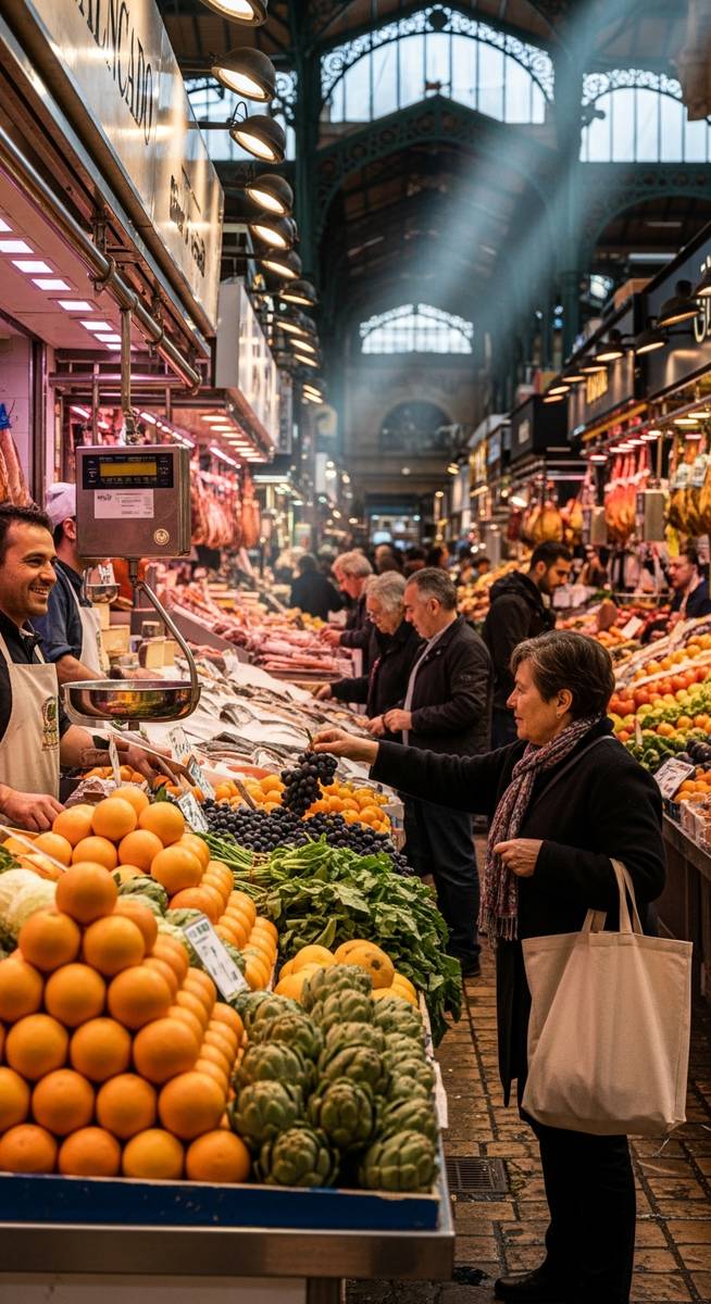 a Valencia local market with fresh produce