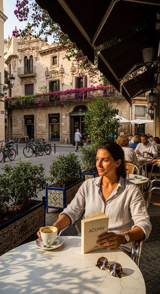 a person at an outdoor cafe in Valencia as one of the best places to visit in Spain