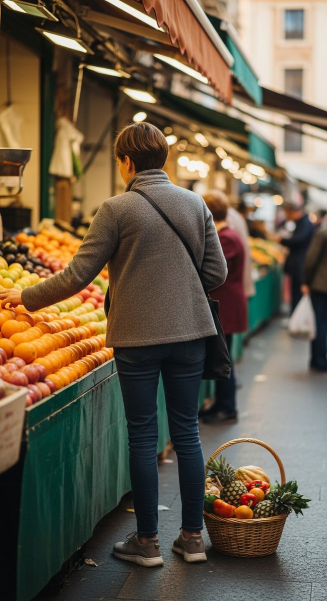 a person choosing fresh produce at a Valencia market as one of the best places to visit in Spain