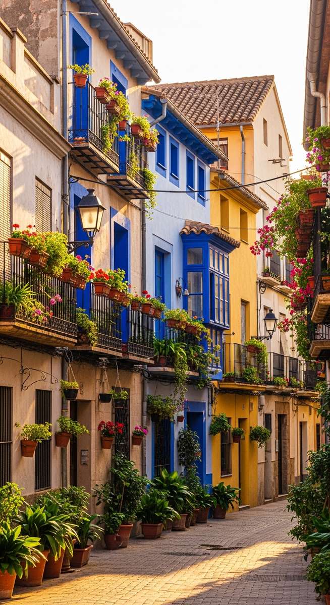 a Valencia street scene with local architecture