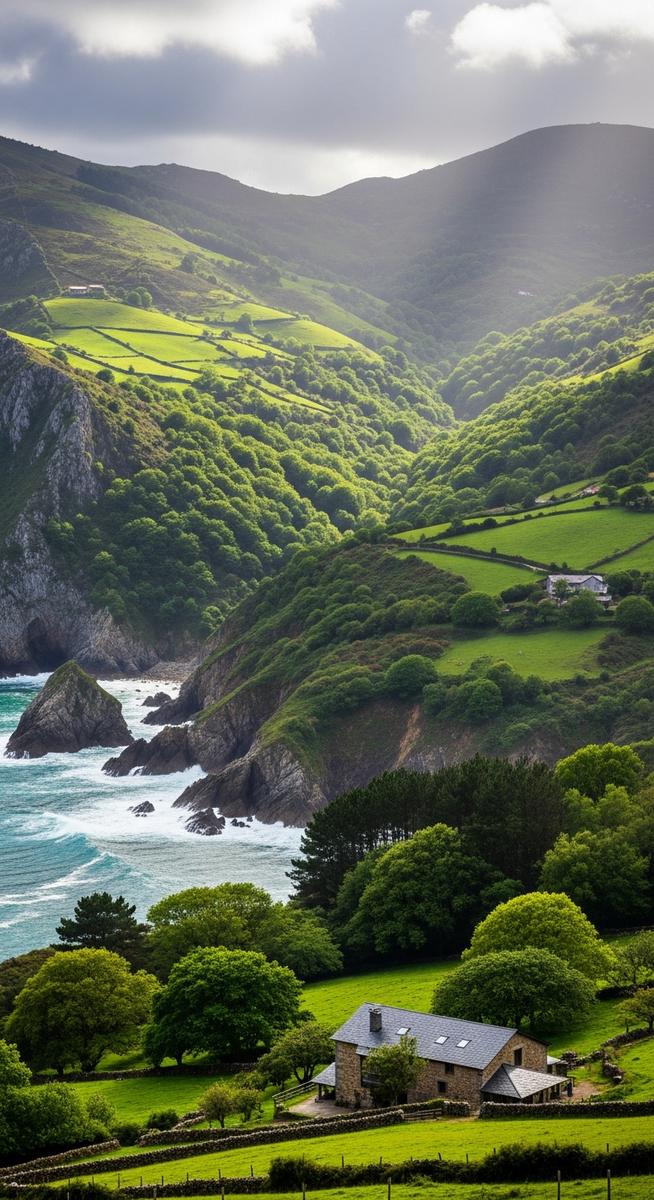 a photo illustrating picos de europa national park in northern Spain