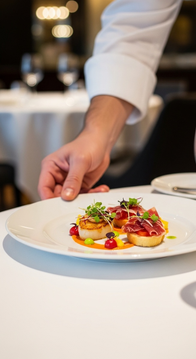 a plate of food being served at a Barcelona restaurant featuring sangria