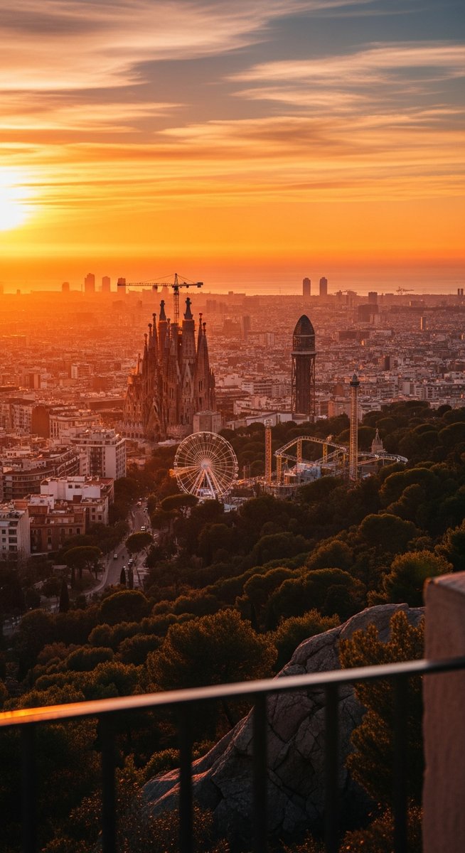 a sunset view from a Barcelona terrace