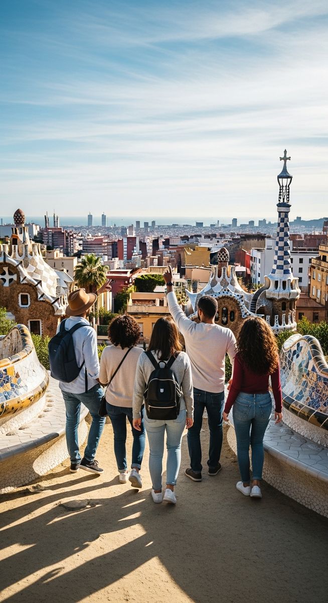 a family exploring a Barcelona attraction