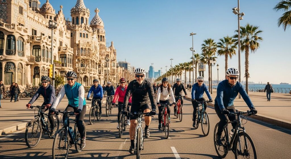 a travel photo from bike rental barcelona with a hire bike