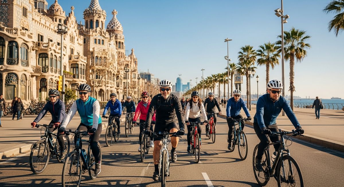 a travel photo from bike rental barcelona with a hire bike
