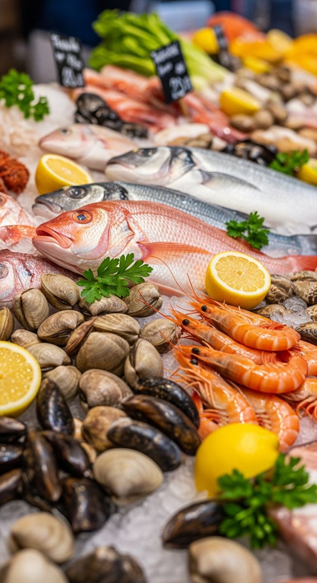 fresh seafood at a Valencia market