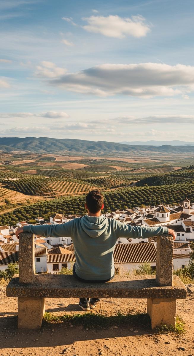 a traveller sitting on a bench in Spain while travelling Spain on a budget
