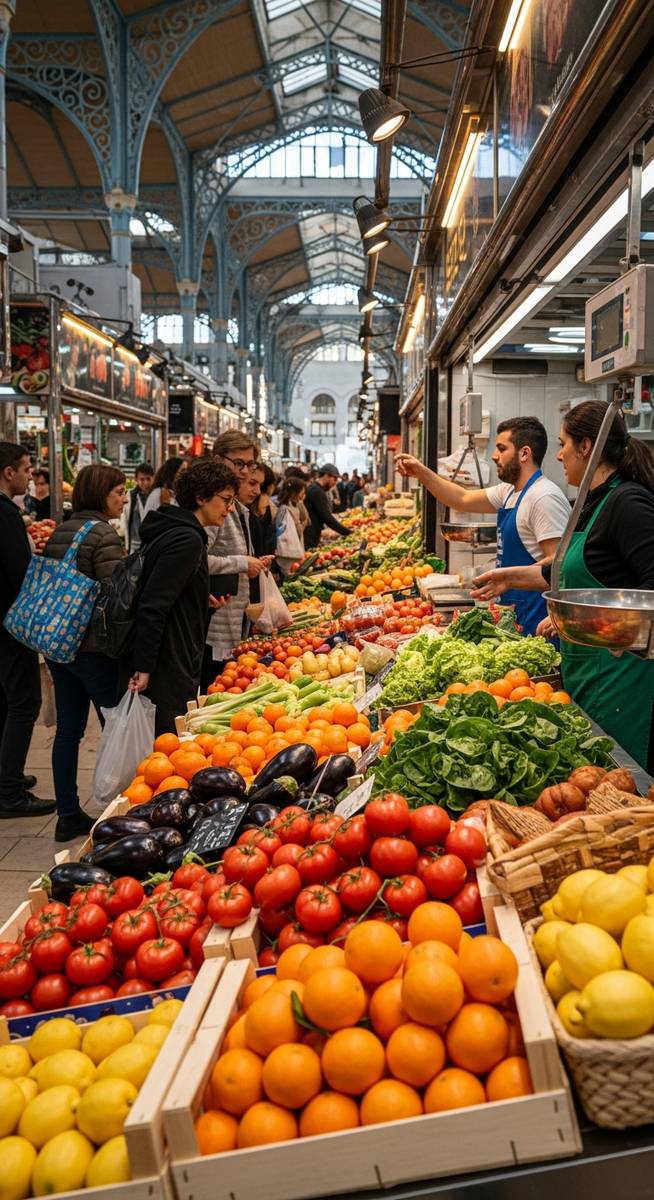 a Valencia local market with fresh produce