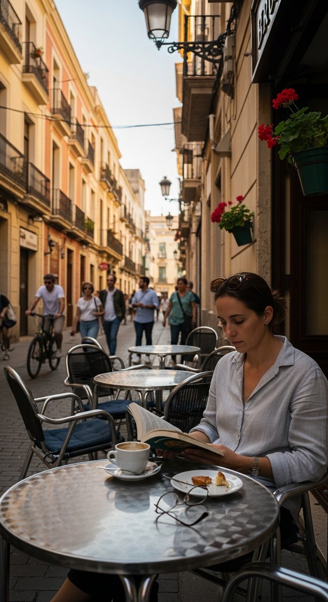 a person at an outdoor cafe in Valencia illustrating the cost of living in Valencia