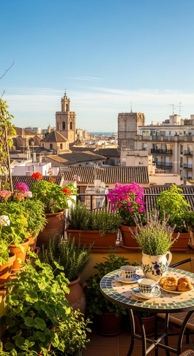 a Valencia apartment balcony with a city view illustrating the cost of living in Valencia