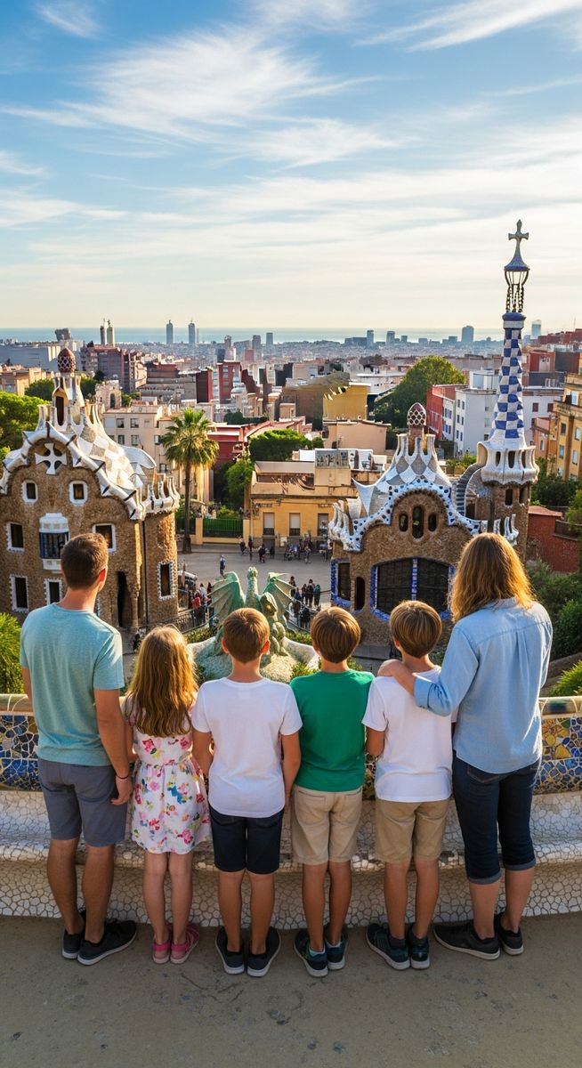 a family exploring a Barcelona attraction