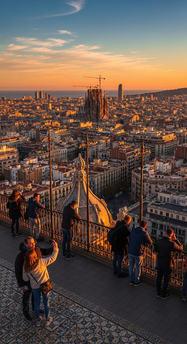 a rooftop terrace in Barcelona with panoramic views