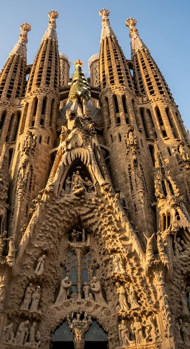 a famous Barcelona monument close up