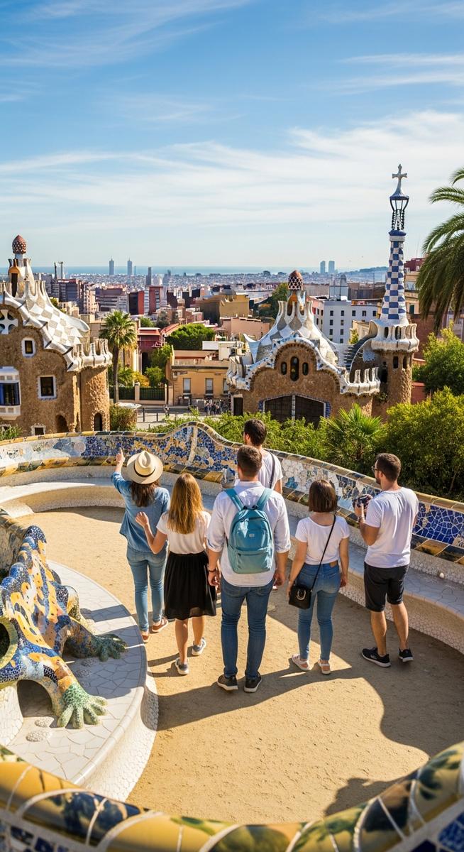 a family exploring a Barcelona attraction
