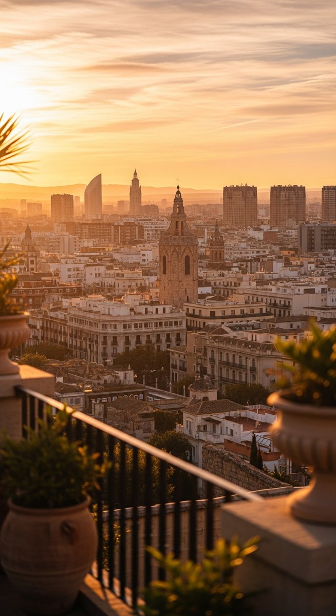 a sunset view from a Valencia terrace