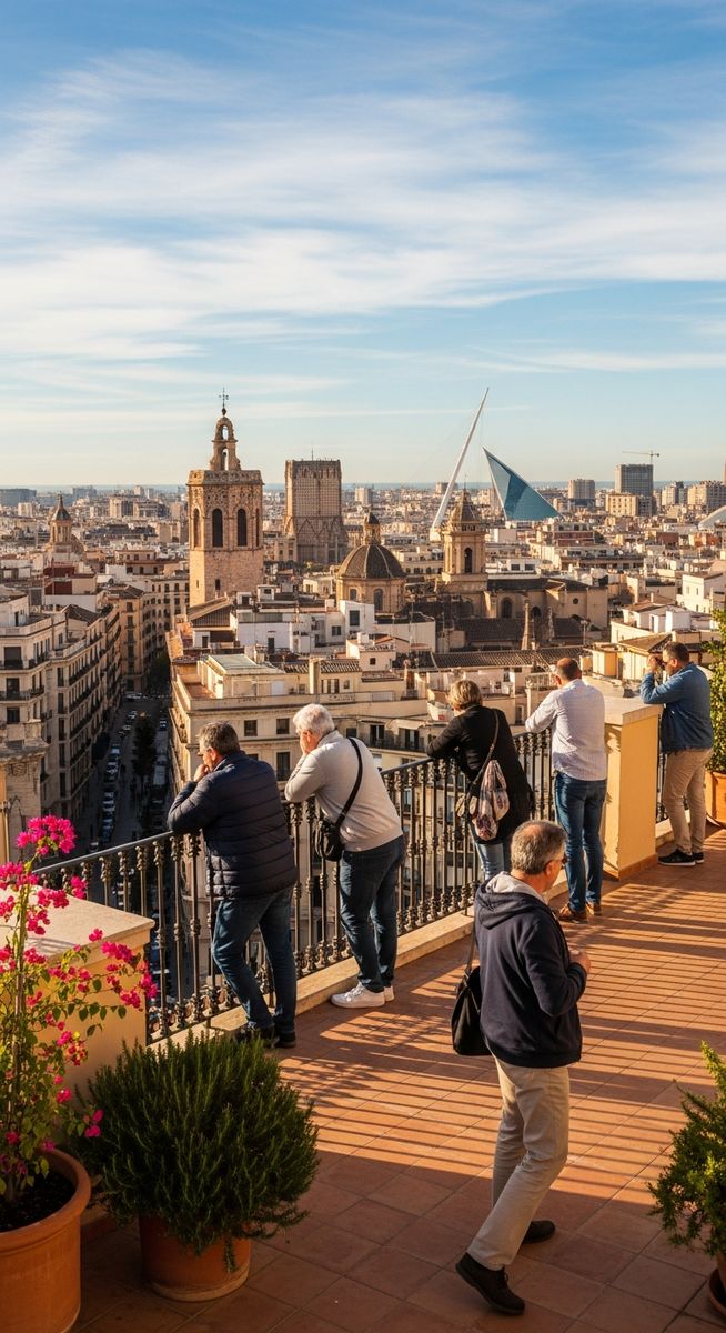 a rooftop terrace in Valencia with panoramic views