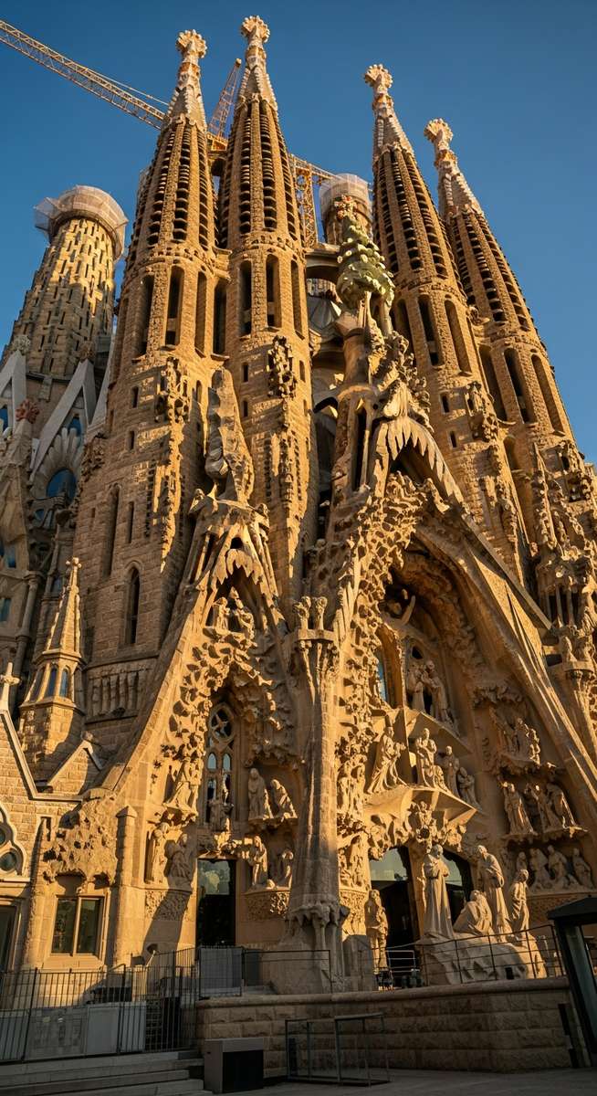 a famous Barcelona monument close up
