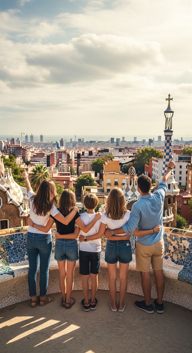 a family exploring a Barcelona attraction
