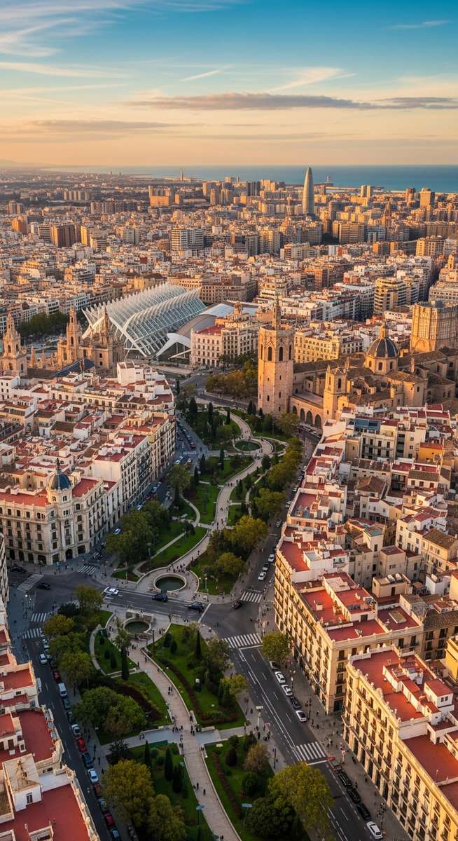 an aerial view over Valencia