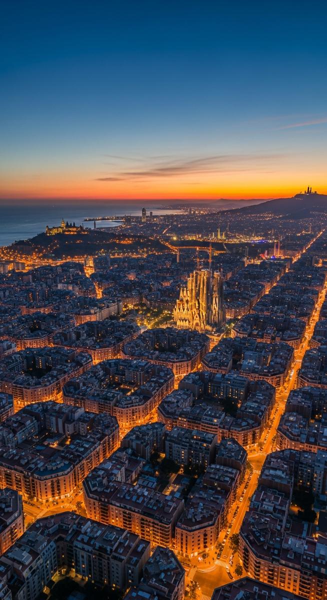 an aerial view over Barcelona