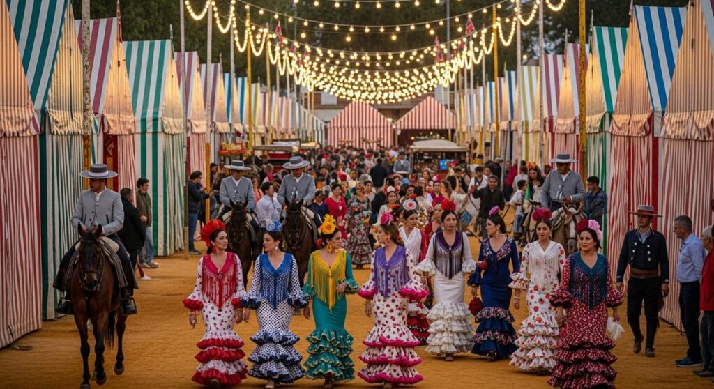 a travel photo from feria seville during the Feria de Abril