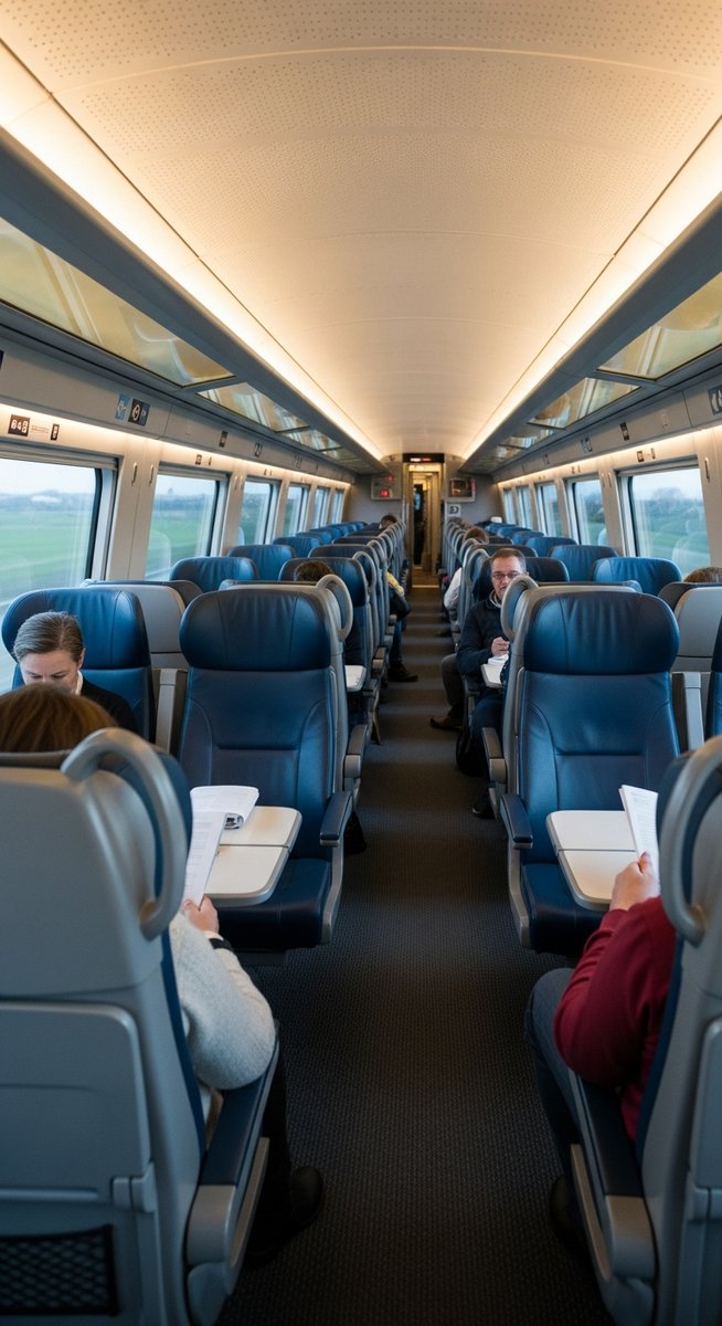 the interior of a Spanish high-speed AVE train