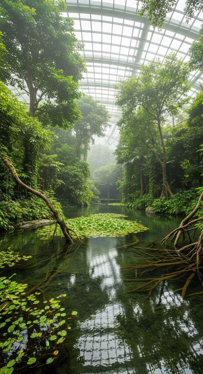 a travel photo from flooded rainforest barcelona cosmocaixa
