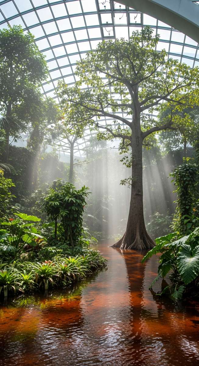 a travel photo from flooded rainforest barcelona cosmocaixa