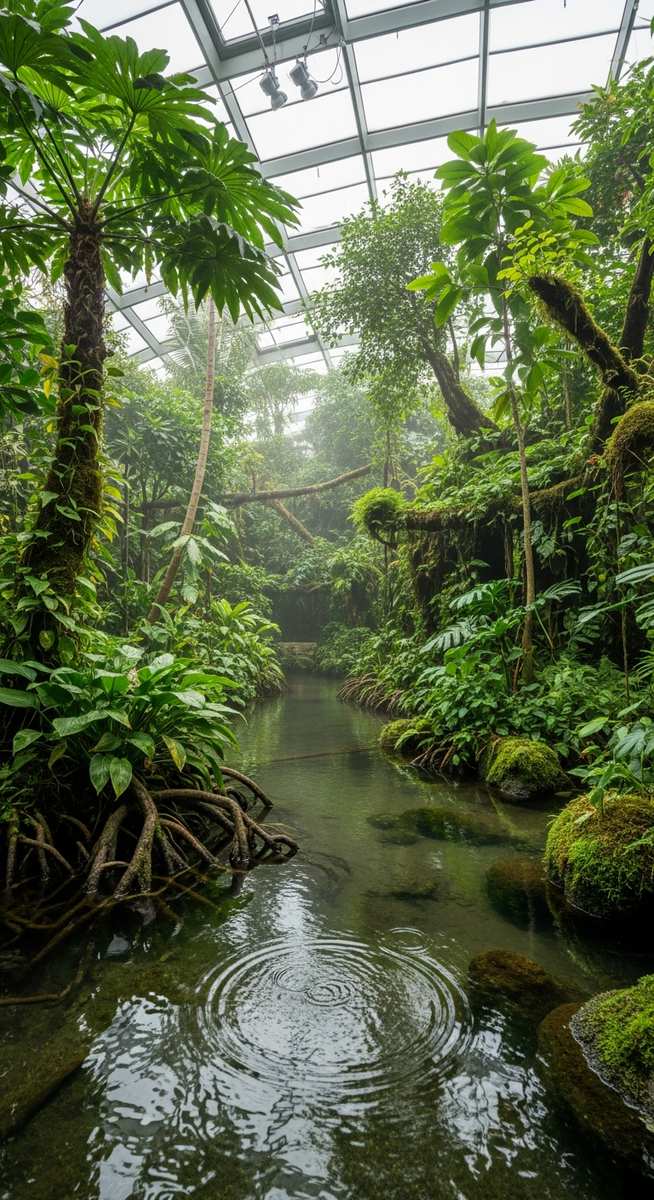 a travel photo from flooded rainforest barcelona cosmocaixa