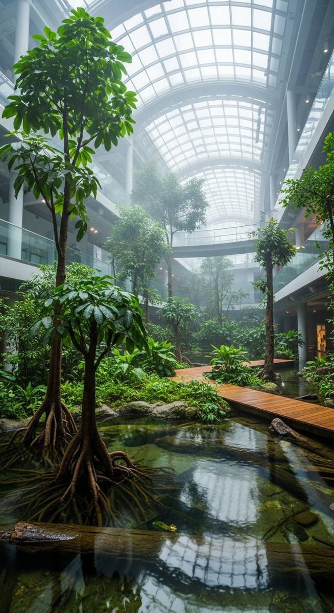 a travel photo from flooded rainforest barcelona cosmocaixa