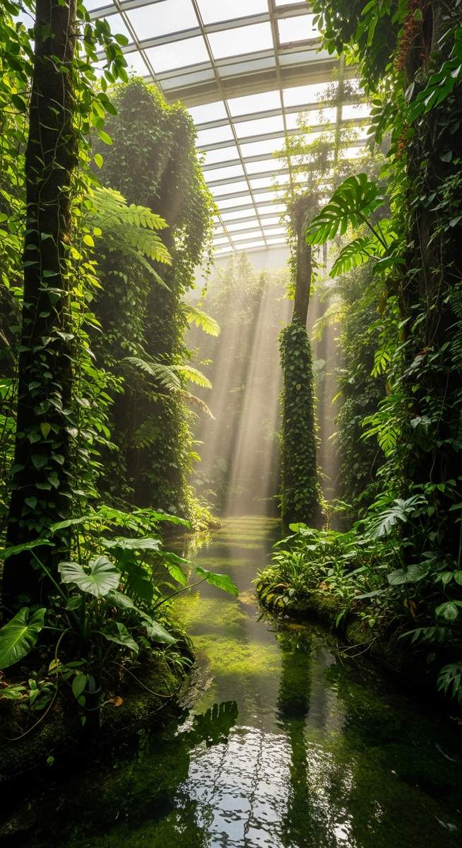 a travel photo from flooded rainforest barcelona cosmocaixa