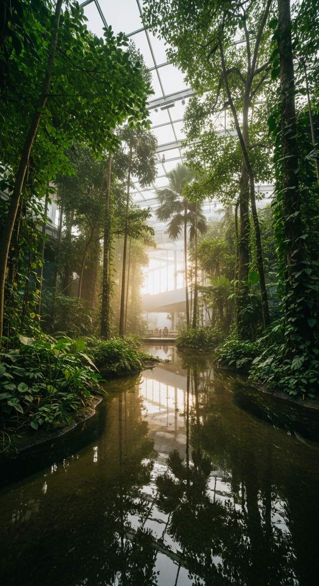 a travel photo from flooded rainforest barcelona cosmocaixa