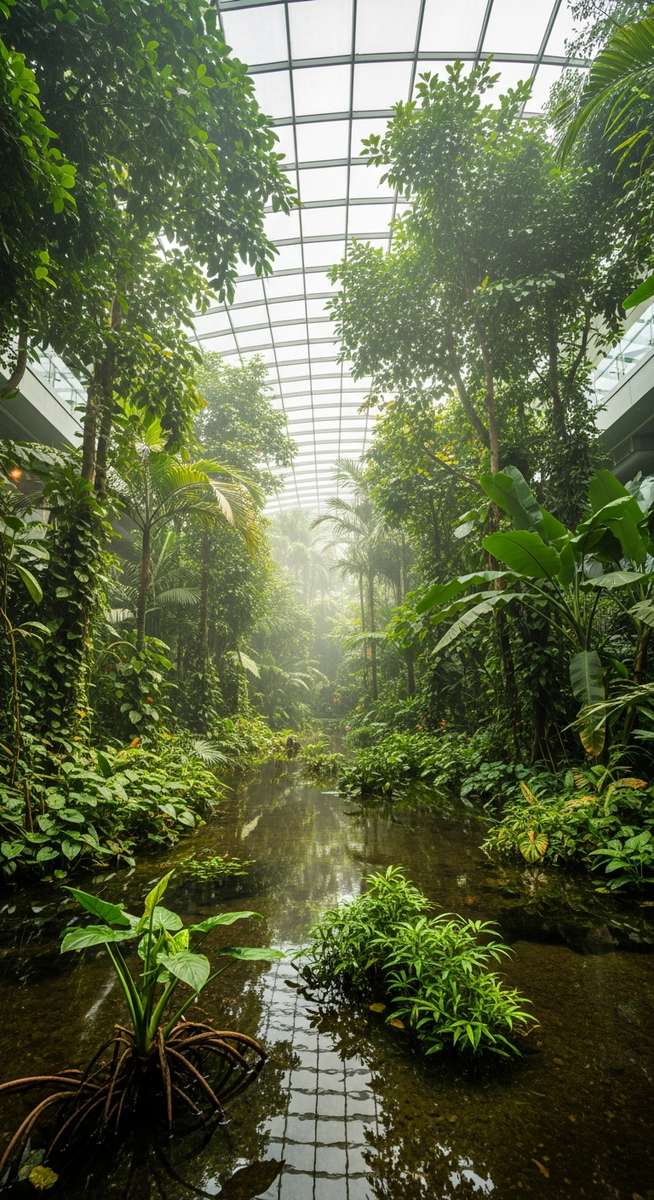 a travel photo from flooded rainforest barcelona cosmocaixa