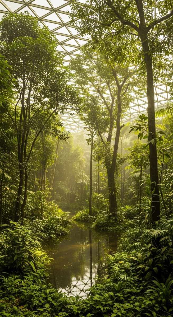 a travel photo from flooded rainforest barcelona cosmocaixa