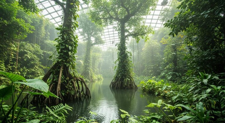 a travel photo from flooded rainforest barcelona cosmocaixa