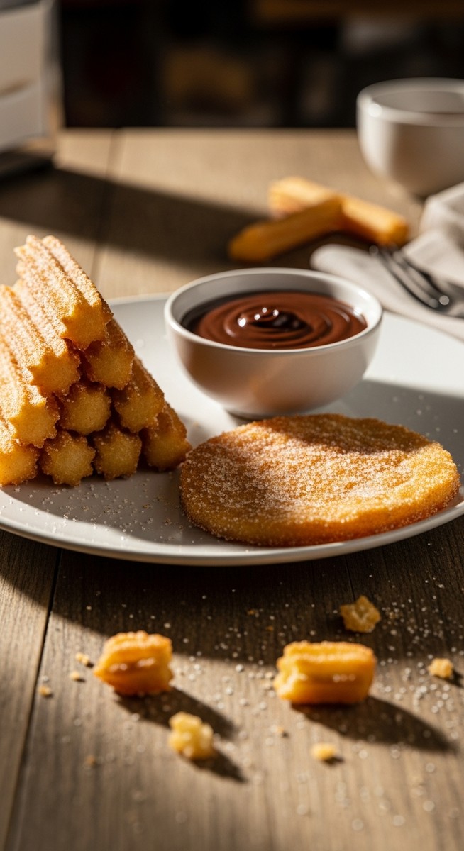 a photo illustrating 10. churros con chocolate in Spain