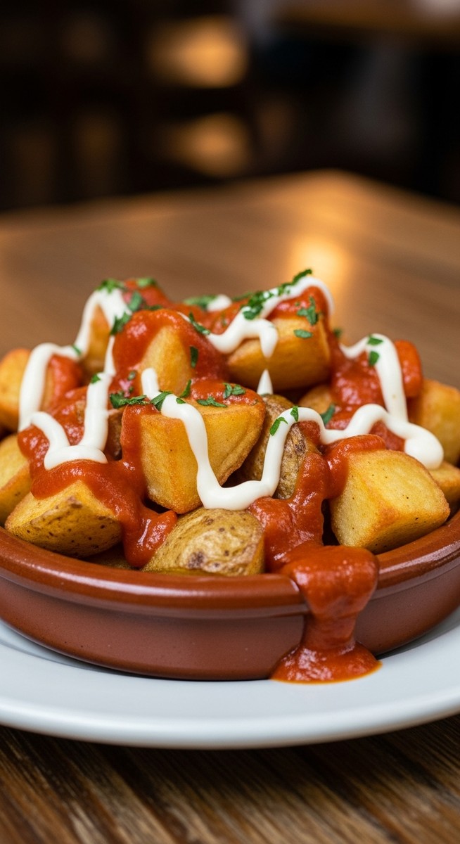 a photo illustrating 3. patatas bravas in Spain