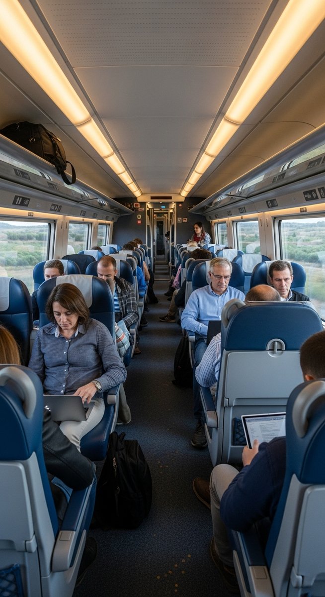the interior of a Spanish high-speed AVE train