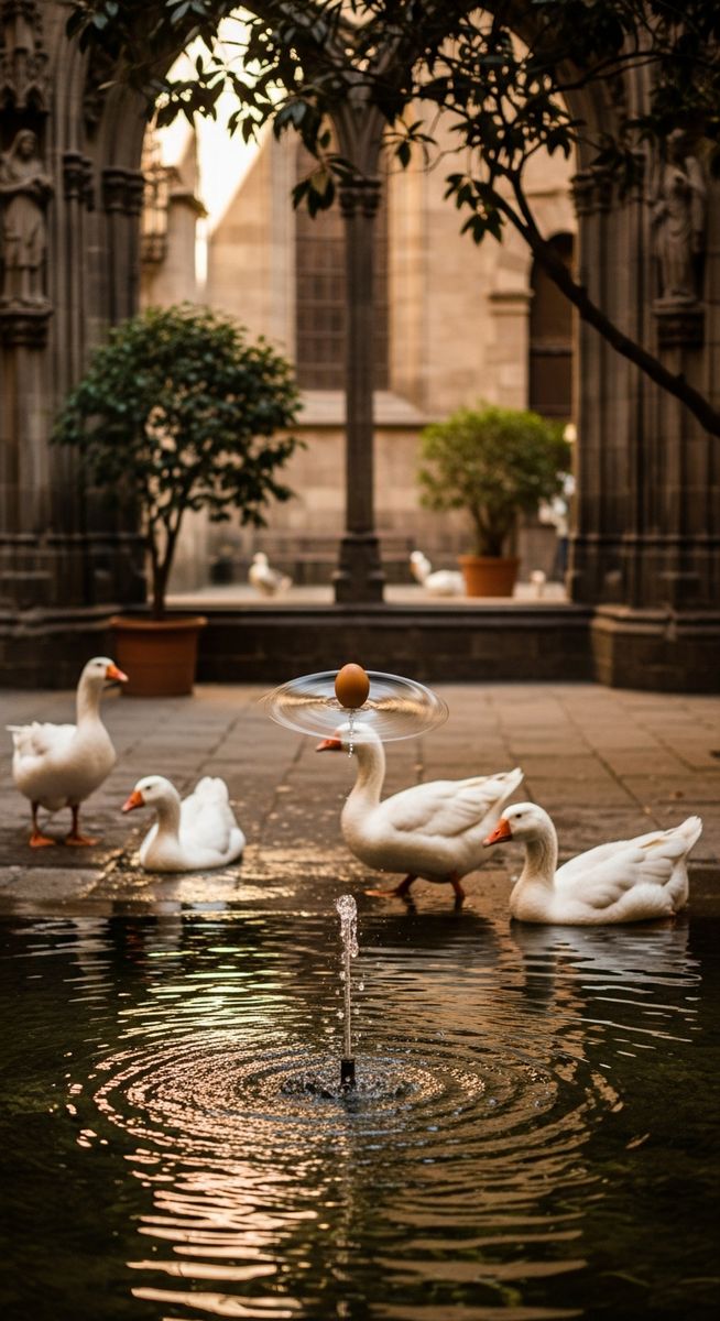 a photo illustrating 10. the geese and the dancing egg at barcelona cathedral in Barcelona