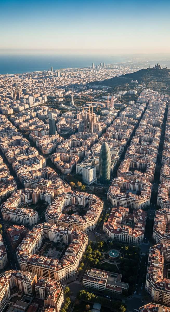 an aerial view over Barcelona