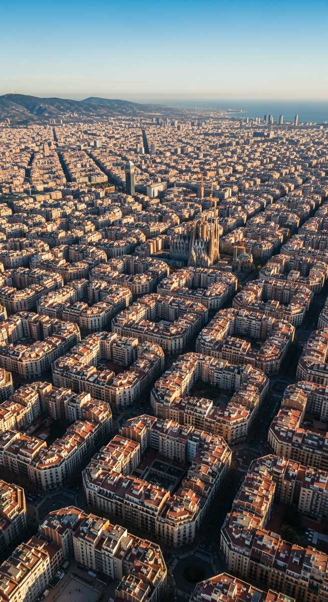 an aerial view over Barcelona