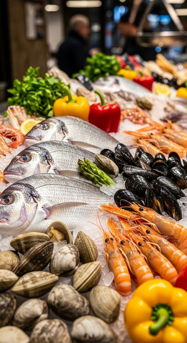 fresh seafood at a Barcelona market