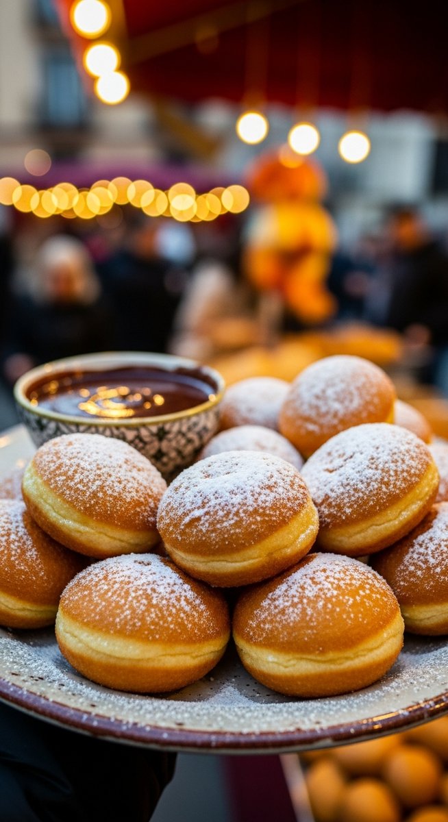 a photo illustrating pumpkin buรฑuelos in Spain during Las Fallas