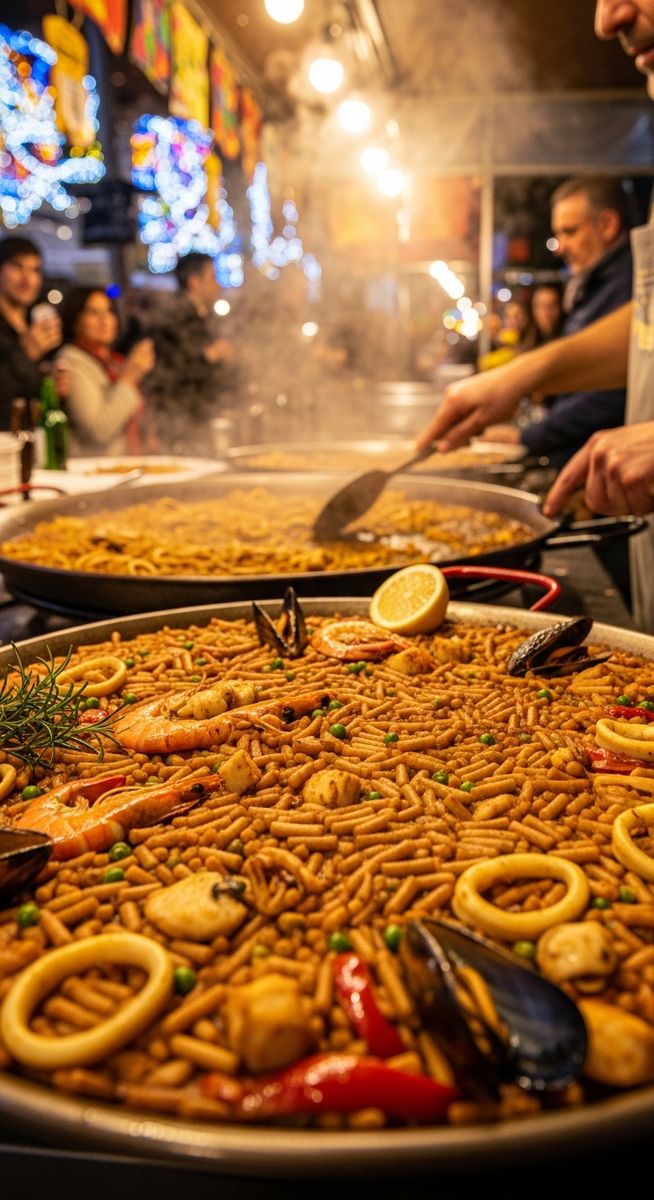 a photo illustrating fideuร in Spain during Las Fallas