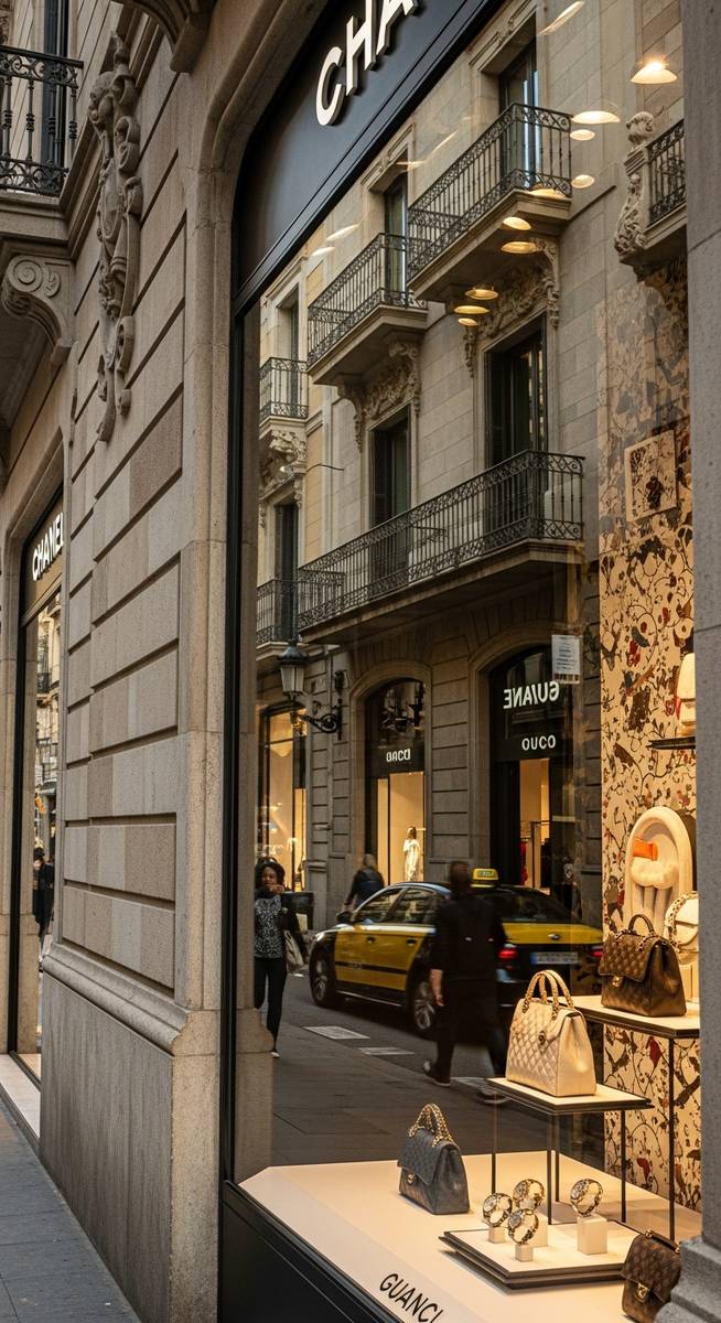a photo illustrating 1. passeig de grร cia in Barcelona while shopping