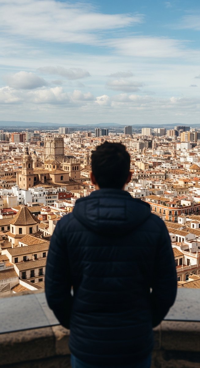 a person at a Valencia viewpoint looking over the cityscape