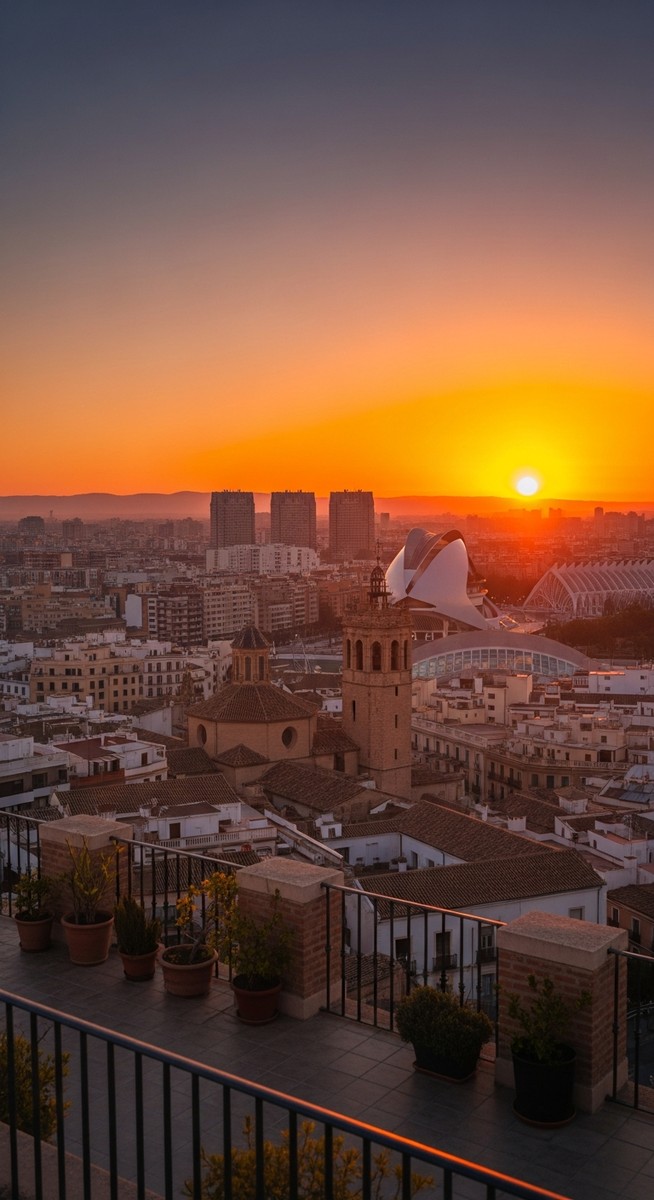 a sunset view from a Valencia terrace