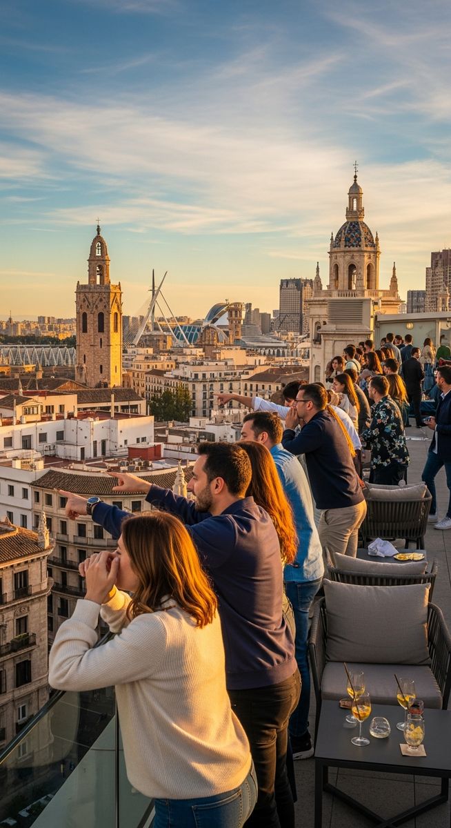a rooftop terrace in Valencia with panoramic views